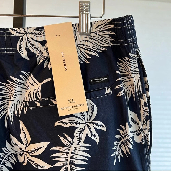 Scotch & Soda Men’s Hawaiian Organic Cotton Loose Fit Shorts Navy Blue XL NWT - Picture 5 of 6